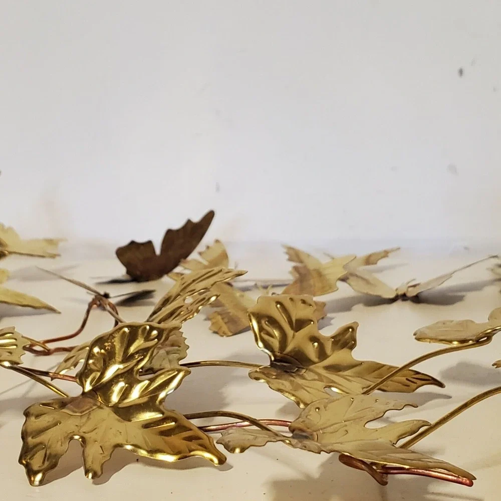 VINTAGE Hand Tooled Butterflies Leaves Wall Hangings Intricate Detail Home Decor